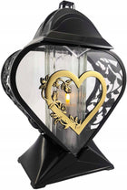 Duży znicz serce złoty lampion na grób 33cm stabilny wkład LED w zestawie dekoracja cmentarna, ozdoba nagrobna, pamięć