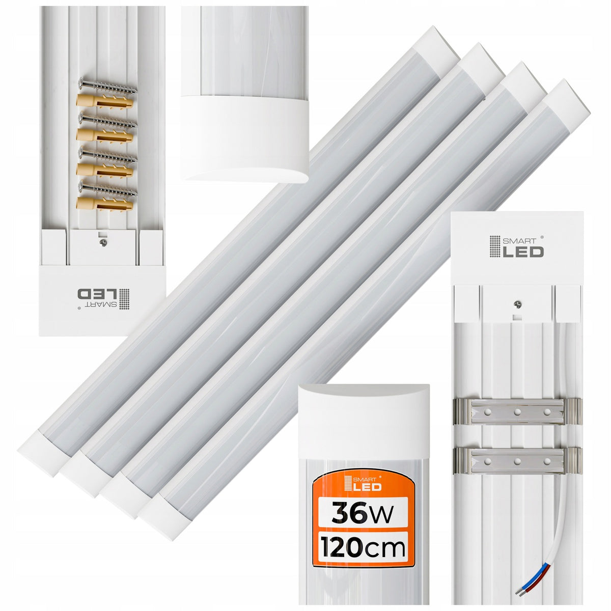 Lampa LED 36W 120cm Oprawa Sufitowa Natynkowa Do Garażu Warsztatu 4000K WH plafon prostokątny biały neutralna barwa