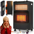 PIECYK GAZOWY na butle GRZEJNIK SKŁADANY 5,4kW + FARELKA ELEKTRYCZNY 2w1 420 mm 730 mm grzewcza czarny