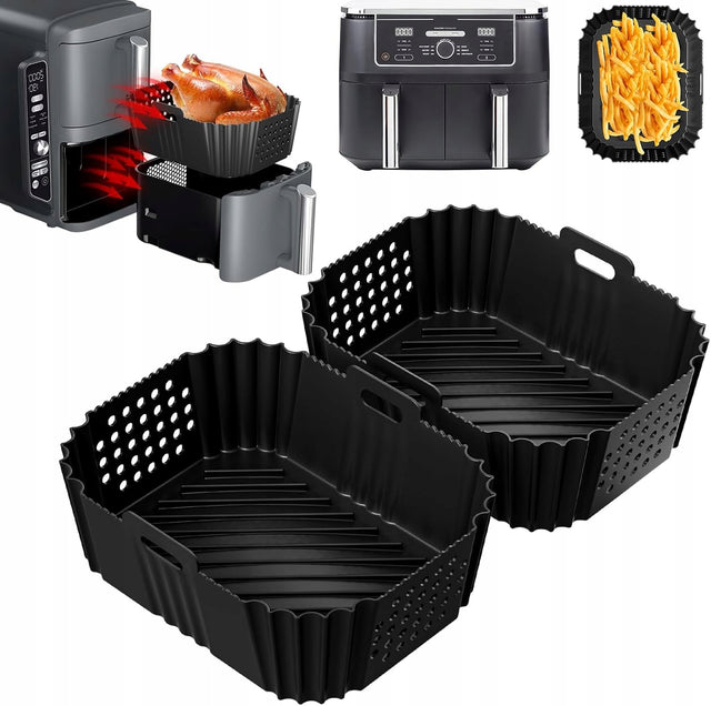 2 x Forma do Airfryer Frytkownicy SIlikonowa do Ninja 9.5l Do pieczenia QaV kieszeń do pieczenia 19 cm z 260 sztuk do pieczenia uniwersalny