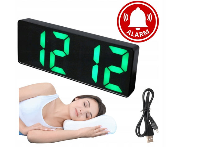 Zegar elektroniczny cyfrowy LED zegarek budzik termometr stojący+ kabel USB 2.5 cm