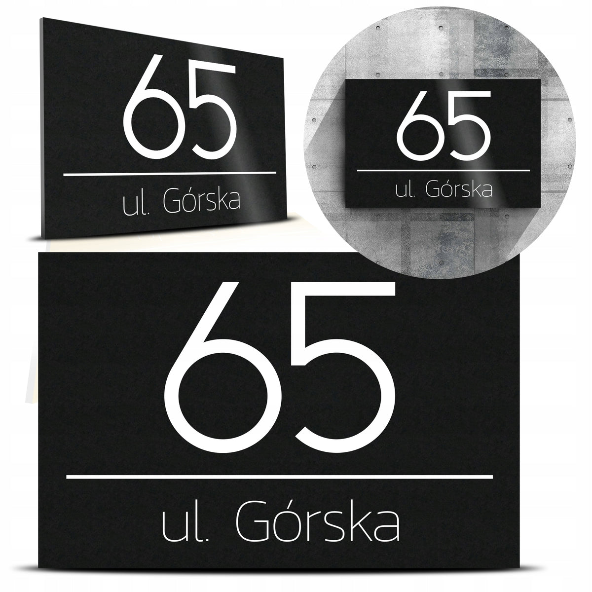 Tabliczka na dom tablica Adresowa czarny MAT Numer Adres Domu oznaczenie posesji, szyld wejściowy z aluminium 32 x 21