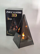 Lampion / latarnia / szklany 3D / piramida SL-P1 / 0 /18X10 CM/ 8 znicz elektryczny LED na cmentarz, dekoracja