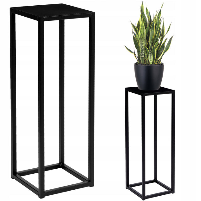 Kwietnik stojący metalowy loft industrial stojak na kwiaty czarny 60 cm pod doniczkę, ekspozytor roślin doniczkowych do wnętrz