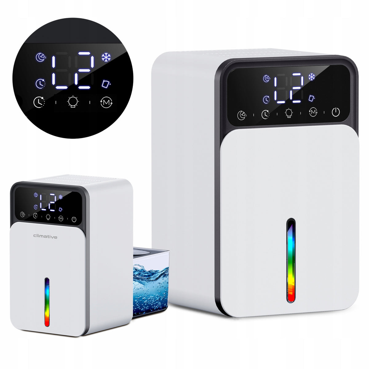 Cichy Osuszacz Powietrza luxe UV Pochłaniacz Wilgoci 1200ml Wydajny LED do łazienki, mieszkania i garderoby
