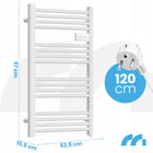 GRZEJNIK ŁAZIENKOWY ELEKTRYCZNY DRABINKA ŚCIENNY TERMOSTAT DUŻA MOC 500W 535 mm 970 mm grzewcza biały