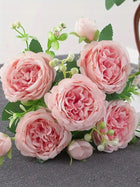 2 x bukiet sztuczne kwiaty piwonie peonie do wazonu różowe kompozycja ozdoba wnętrza, dekoracja stołu, wysokość 30 cm