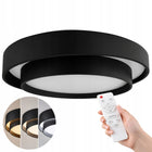 Lampa sufitowa okrągła klasyczna plafon czarny 50cm + pilot 3 kolory LED oprawa do salonu i sypialni, zmienna barwa