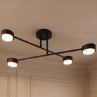 Nowoczesna Lampa Sufitowa Plafon Żyrandol Spot Czarny Matowy 4x Gx53 LED oprawa metalowa 4-punktowa do salonu i kuchni
