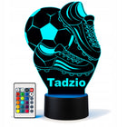 Lampka Nocna LED Piłka Nożna 3D Piłkarz Imię Grawer, Biurkowa R14 + Imię prezent dla kibica futbolu, ozdoba pokoju