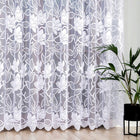 Firana żakardowa wzór 23338 300x160cm kwiaty magnolie, prosta (z obszyciem) biała firanka gotowa na żabki dekoracja