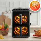 Frytkownica beztłuszczowa dwukomorowa pionowa 11,6l AIR fryer berdsen 3000W czarny