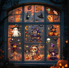 Naklejki na okno szybę HALLOWEEN Dynia Wiedźma mix wzorów 10 arkuszy H27 dekoracje na szkło, ozdoba na przyjęcie