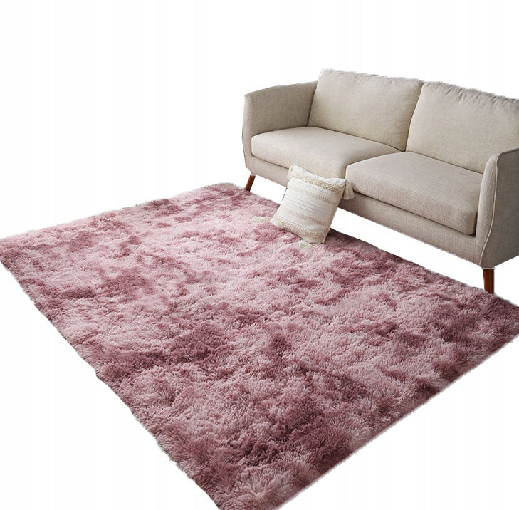 Dywan pluszowy shaggy rabbit różowy 100x150 CM miękki miły gruby futrzany poliester 30 mm do sypialni salonu przy łóżku