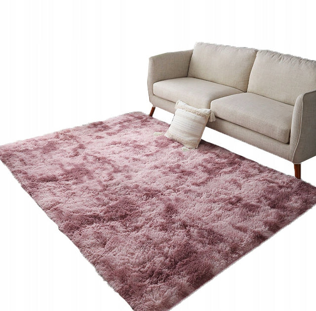 Dywan pluszowy shaggy rabbit różowy 100x150 CM miękki miły gruby futrzany poliester 30 mm do sypialni salonu przy łóżku