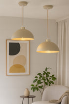 Lampa Wisząca Zwis Plafon Żyrandol Ecru Beżowa Kaszmir Moon Led oprawa sufitowa metalowa E27 1-punktowa klosz 18 cm do