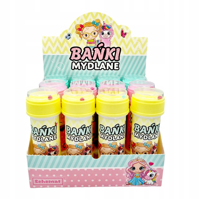 Bańki mydlane dla dzieci kolorowe mega bubble zestaw 12 sztuk duże 60 ML tradycyjne bańki wiek 3 lata+