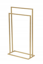 Wieszak stojak metalowy na ręczniki stojący złoty produkt polski loft do łazienki, suszarka łazienkowa, 2 drążki, 84 cm