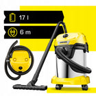 Odkurzacz uniwersalny do auta Karcher WD 3 S-17/6/20 Car 1000 w warsztatowy, przemysłowy, zbiornik 17 l, przepływ 45