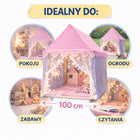 Namiot dla dzieci tipi domek do pokoju ogrodu + lampki LED duży kryjówka, baza zabaw, różowy, wysokość 130 cm, od 3 lat