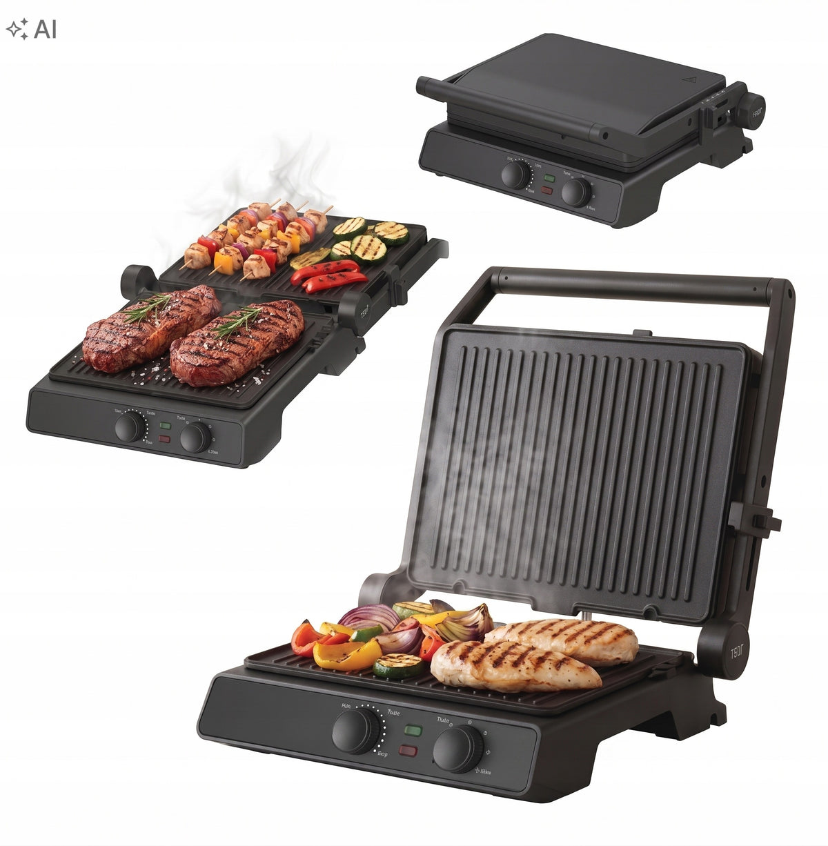 Grill elektryczny kontaktowy 2000W panini wyjmowane płyty rozkładany ilag nominalna