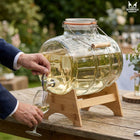 Beczka szklana z kranikiem 8L beczułka antałek karafka do whisky na wodę do lemoniady, soków i napojów, bezbarwne