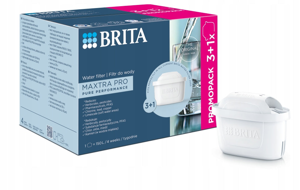 Wkład filtrujący Brita Maxtra Pro Pure Performance 3+1 (4 szt.) do dzbanka, do wody pitnej, akcesorium kuchenne