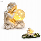 Figurka LED znicz anioł świecący Kula ozdoba grób dziecka lampka nagrobna dekoracja nagrobkowa na cmentarz biała 17 cm