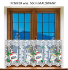 GWIAZDKI z reniferem rozm. 300x150cm firana świąteczna, HAFT S.A (gotowa) biała żakardowa dekoracja okna na żabki