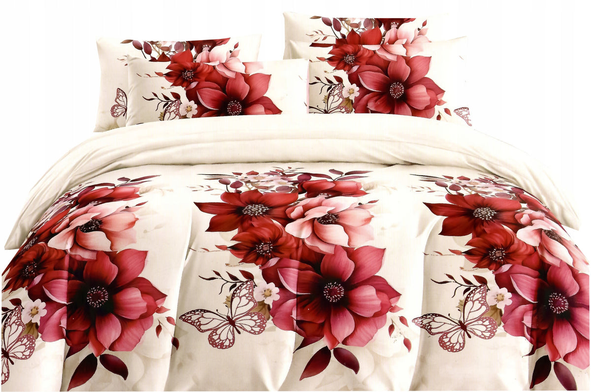 Pościel 220x200 bawełna + 2 poszewki 70x80 komplet 5D nowe wzory satynowa, 3 części, zapinana na zamek, boho