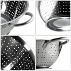 Durszlak cedzak sitko kuchenne metalowy do makaronu z uchwytami duży 24,5cm stal nierdzewna srebrny do płukania warzyw