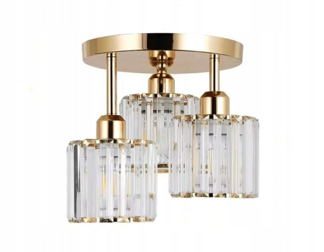 Lampa wisząca Lukkolight Klasyczny 3 -punkty światła E27 żyrandol sufitowy złoty, bezbarwny, do salonu, 40 w na żarówkę