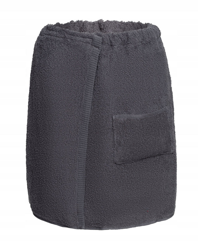 Sauna SPA kilt ręcznik wyłącznie 100% bawełna szary męski 50/140 na rzep pareo, okrycie kąpielowe, spódnica do kąpieli
