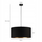 Lampa wisząca pojedyncza industrialna loft duży 50cm abażur czarny-złoty oprawa sufitowa do salonu i jadalni, gwint
