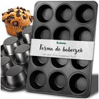 Forma do babeczek muffinek 12 SZT blacha do pieczenia teflonowa non-stick foremka na cupcakes, metalowa, średnica 6,2 cm