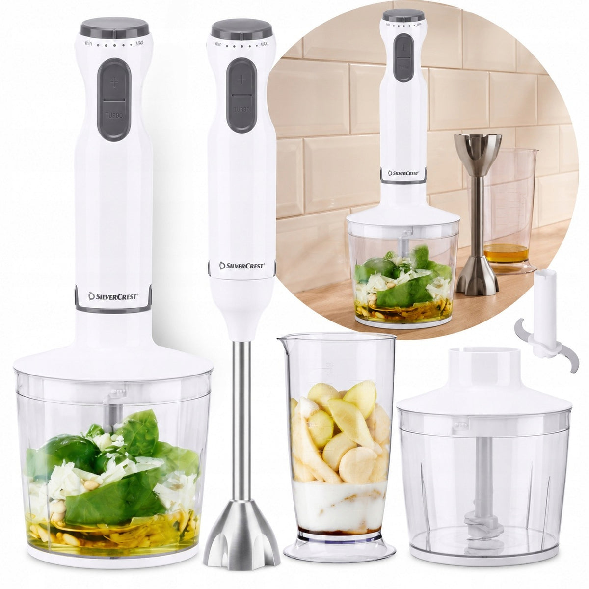 Silvercrest Blender Ręczny biały z Rozdrabniaczem ssms 600 G7, 600 w
