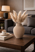Wazon dekoracyjny nietłukący nowoczesny skandi boho modern beżowy 18 CM ozdoba do salonu, na stół lub komodę, z