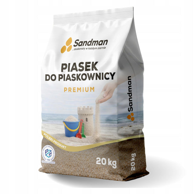 Piasek Do Piaskownicy 20kg atest PZH Produkt Polski Premium Naturalny Suchy zabawy w ogrodzie dla maluchów od 12 miesięcy do zabawy dla dzieci w