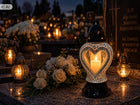 Duży Szklany Znicz Dekoracyjny na grób cmentarz serce witraż mozaika 33 cm lampion nagrobny parafinowy do 40h