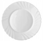 6x TALERZ OBIADOWY BIAŁY PŁYTKI BIANCO FALOWANY BRZEG SZKŁO 25CM do zmywarki, okrągłe naczynia do serwowania posiłków