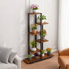 Kwietnik Stojący Metalowy Drewno Loft Stojak Na Kwiaty Rośliny Półki 113cm organizer na doniczki do 6 sztuk