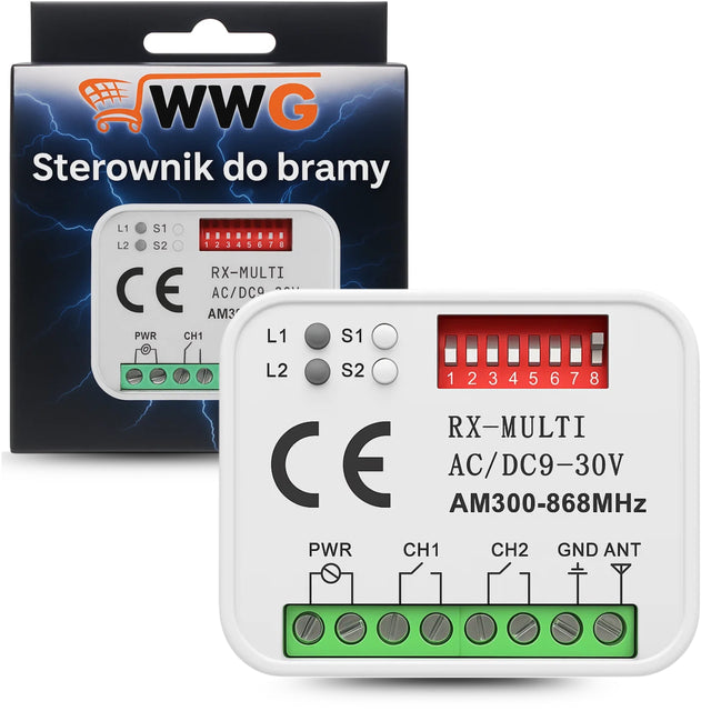 Radioodbiornik odbiornik uniwersalny sterownik 300-868MHz do napędu bramy moduł radiowy do automatyki wjazdowej, 2 kanały, 433 MHz
