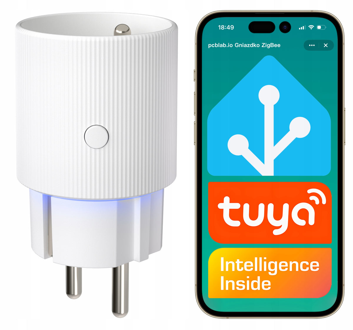 Gniazdko ZigBee tuya HUE 3600W pomiar prądu ZigBee2MQTT Home Assistant wtyczka smart licznik zużycia energii