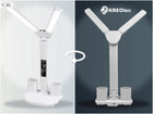 Podwójna lampka biurkowa LED z wyświetlaczem zegar organizer temp data USB lampa stołowa do pracy ściemniana biała 41