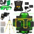 Poziomica laserowa 360 płaszczyznowa 4D laser krzyżowy zestaw PRO 16 lini zielony niwelator do glazury, remontu i prac