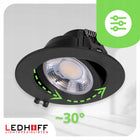 3x Oprawa podtynkowa LED sufitowa LAMPA 3 barwy światła 7W SPOT okrągła czarne oczko do zabudowy 560 lm otwór montażowy