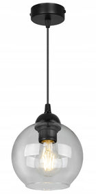 LAMPA SUFITOWA WISZĄCA ŻYRANDOL POJEDYNCZA SZKLANA KULA NOWOCZESNA LOFT oprawa do salonu i jadalni, czarna, gwint E27