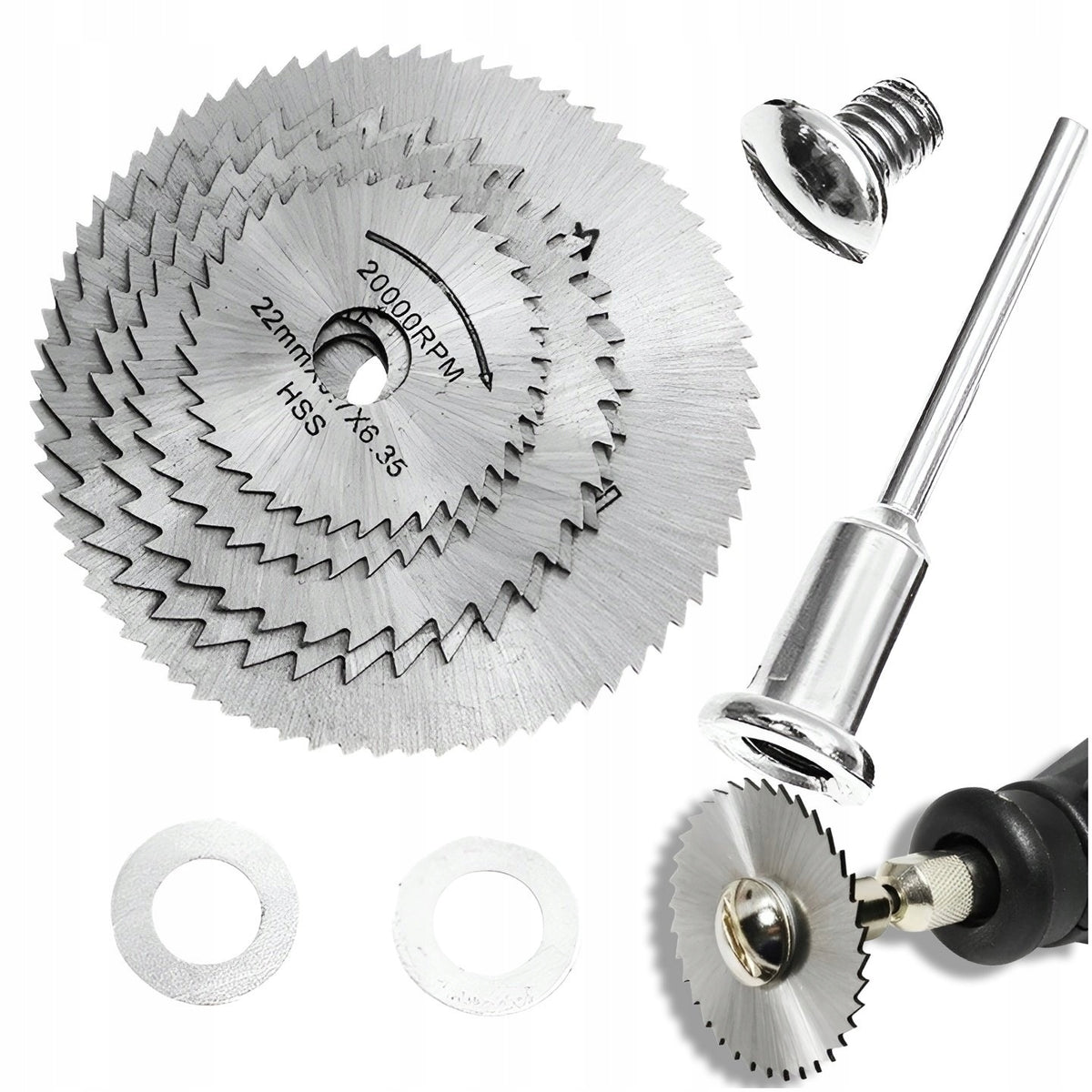 Zestaw tarcz tarczki 6szt do cięcia miniszlifierki + adapter wkrętarka aluminium, ceramika, kamień, szkło, akryl