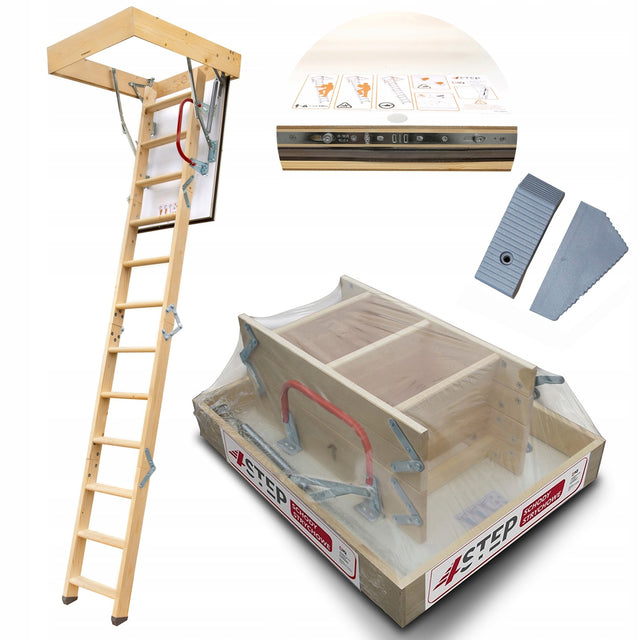 Schody Strychowe Wyłaz na Strych 4STEP greenline 90x60 35mm 1,05 W/m2K H275 drabina składana do poddasza, wejście na strych, udźwig 150 kg, 275 cm