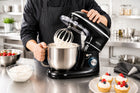 Robot kuchenny planetarny mikser z misą kerch mychef black 6,2l 3KOŃCÓWKI do wyrabiania ciasta, ubijania i ucierania